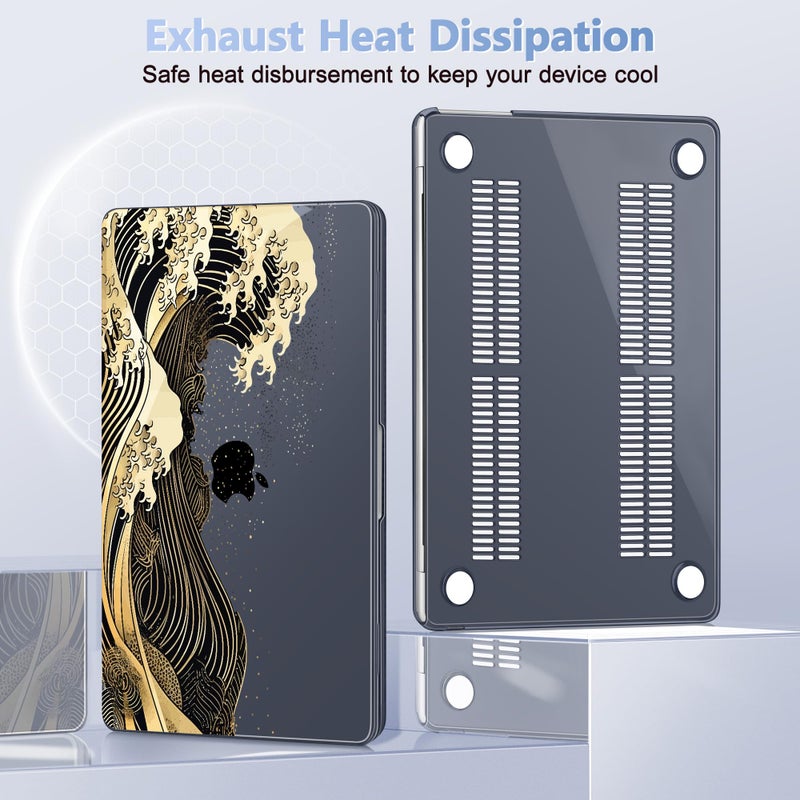 May Chen for M4 MacBook Air 13.6 Inch Case 2025 2024 2023 2022 Release Models: A3240 A3113 M3 A2681 M2  Plastic Hard Shell Case for MacBook Air 13.6 "" with Retina Display Fits Touch ID  Black Sea Wave - Image 5